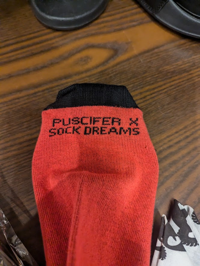 Knee High Argyle Logo Socks - Red on Black